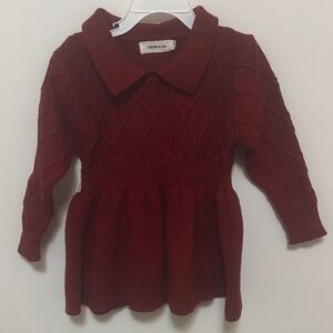 ASHMI & CO. Baby Burgundy Knit Sweater Dress